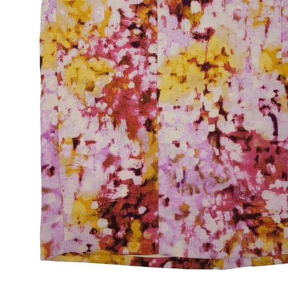 Ann Taylor Loft Floral Petite Pencil Skirt Womens 0P Lined Side Zip Pink Yellow - Picture 11 of 16
